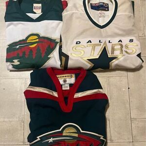 3 Vintage NHL Hockey Jerseys - Dallas Stars CCM Minnesota Wild Koho / szM